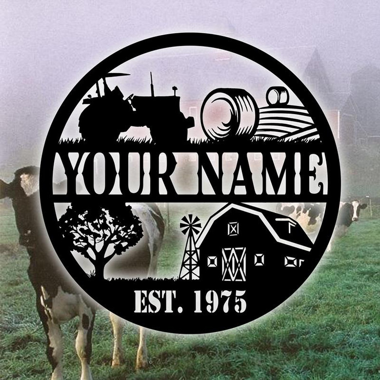 Custom Metal Farm Sign Metal Art Farmhouse Decor Family Name Sign Farm Ranch Barn Sign Housewarming Metal Sign For Farmer