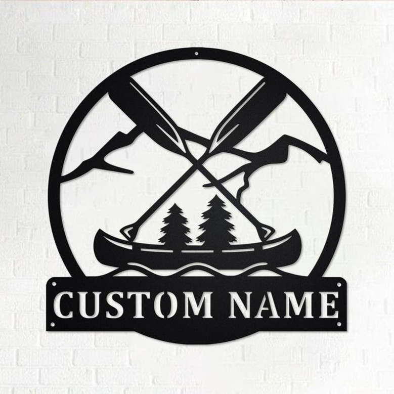 Custom Outdoor Canoeing Metal Wall Art, Personalized Canoeing Name Sign Decoration For Room, Canoeing Home Decor, Custom Canoeing, Camping