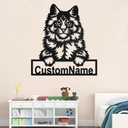 Custom Maine Coon Cat Metal Wall Art, Personalized Maine Coon Cat Name Sign Decoration For Room, Maine Coon Cat Home Decor,Custom Maine Coon