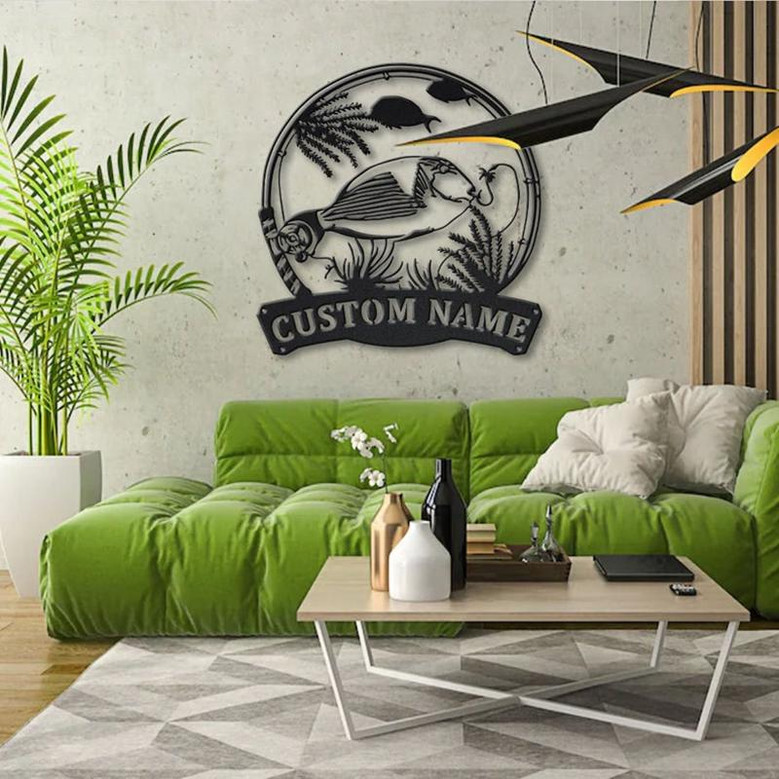 Personalized Parrot Fishing Fish Pole Metal Sign Art | Custom Parrot Fishing Fishing Metal Sign | Parrot Fishing Gift