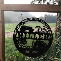 Personalized Metal Farm Sign Barn Cow Tractor Monogram Custom Outdoor Farmhouse Entry Road Front Gate Wall Decor Gift