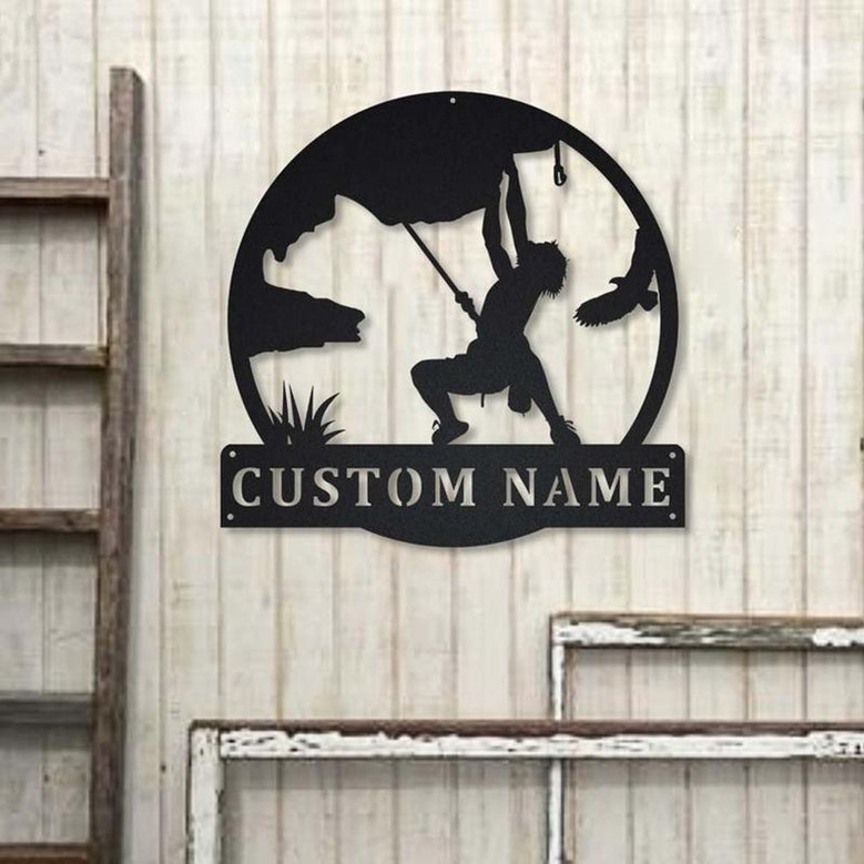 Personalized Climbing Monogram Metal Sign Art ,Custom Climbing Metal Sign, Climbing Lover Sign Decoration For Living Room