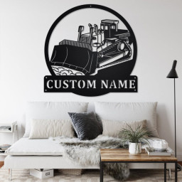Custom Tractor Dozer Metal Wall Art, Personalized Tractor Dozer Name Sign Decoration For Room, Tractor Dozer Metal Home Decor, Tractor Dozer