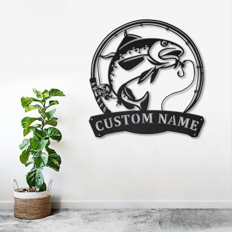 Personalized Atlantic Cod Fishing Fish Pole Metal Sign Art | Custom Atlantic Cod Fishing Metal Sign | Fishing Gift | Decor Decoration