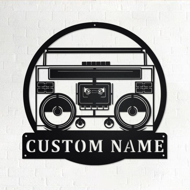 Custom Radio Boombox Metal Wall Art, Personalized Radio Boombox Name Sign Decoration For Room, Radio Boombox Metal Home Decor