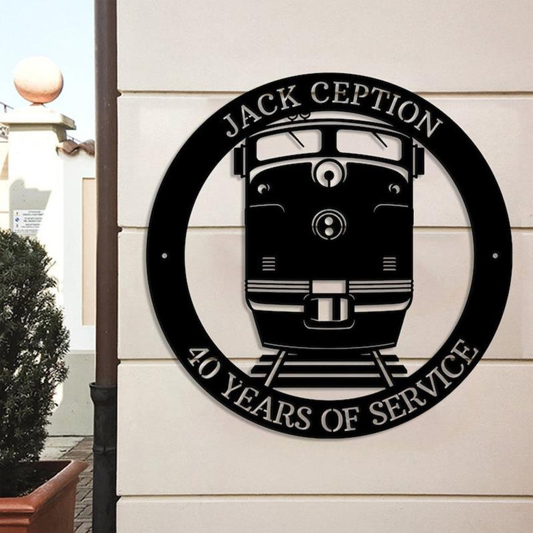 Personalized Train Metal Wall, Custom Train Engineer Anniversary Gift, Railroad Metal Sign