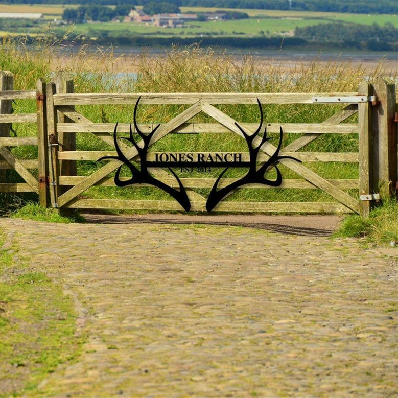 Deer Sign Metal Name Antler Sign Gift For Hunter Farmhouse Decor Christmas Gift For Him Deer Decor Buck Hunter Sign Antler Sign