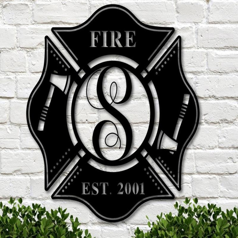 Personalized Metal Maltese Cross Sign | Firefighter Gift | First Responder Gift | Fireman Metal Art | Fireman Sign with Last Name | Fireman