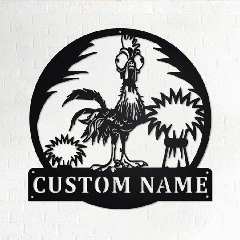 Custom Cockerel Crazy Metal Wall Art, Personalized Rooster Name Sign Decoration For Room, Rooster Home Decor, Custom Rooster