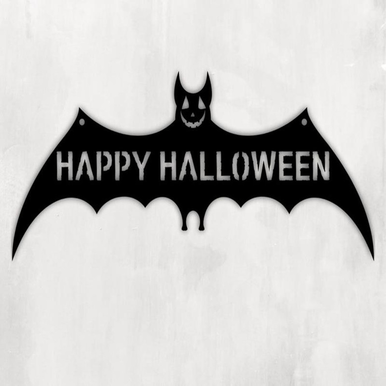 Happy Halloween Wall Sign|Halloween decoration|Halloween wall sign|Bat|Metal|Bat sign|Halloween sign|holiday decor|holiday|sign|wall sign