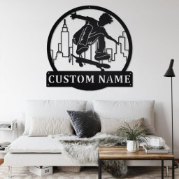 Custom Skateboard Metal Wall Art, Personalized Skateboard Name Sign Decoration For Room, Skateboard Home Decor, Custom Skateboard
