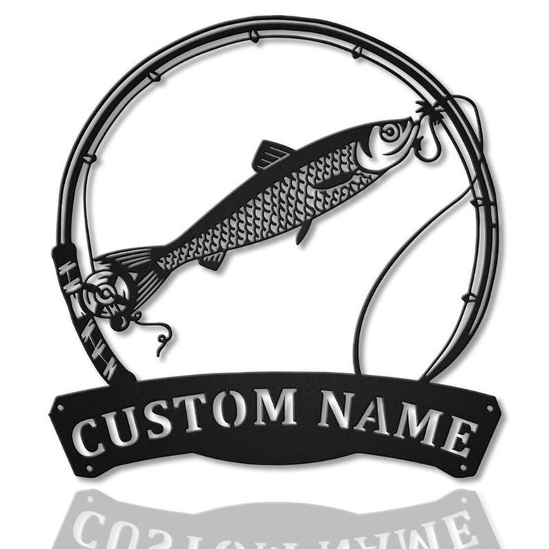 Personalized Herring Fishing Fish Pole Metal Sign Art | Custom Herring Fishing Metal Sign | Fishing Gift | Decor Decoration