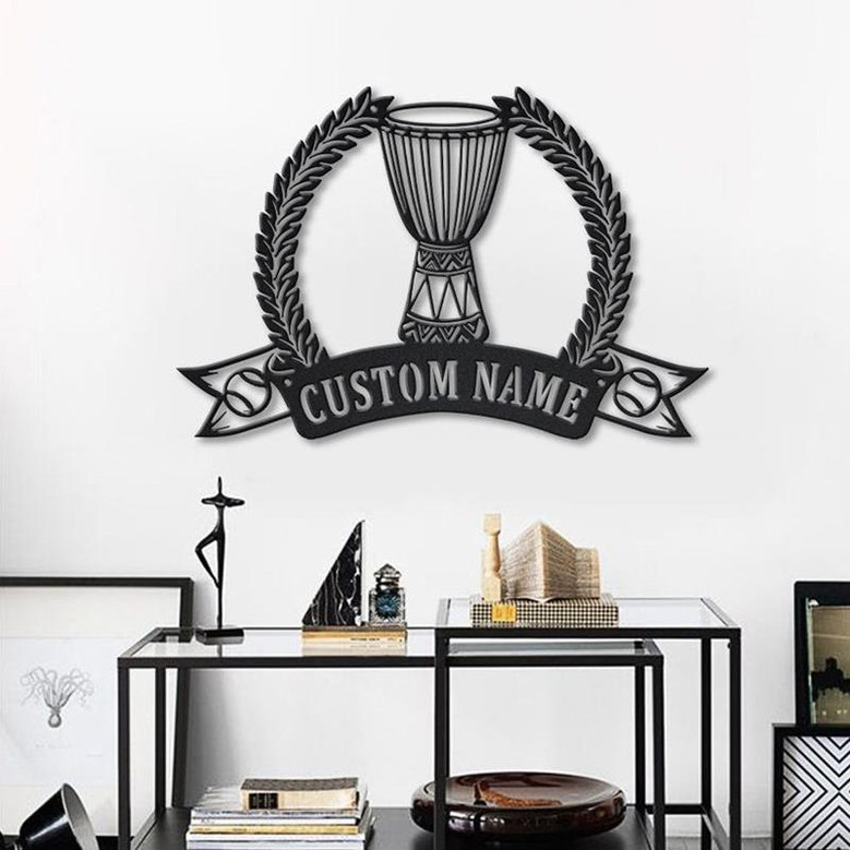 Personalized African Drum Djembe Metal Sign Art | Custom Djembe Monogram Metal Sign | Djembe Gift | Musical Instrument Decoration