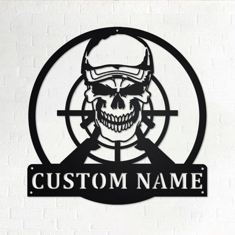 Custom Hunter Skull Metal Wall Art, Personalized Hunter Name Sign Decoration For Room, Hunter Home Decor, Custom Hunter, Hunter Metal Decor