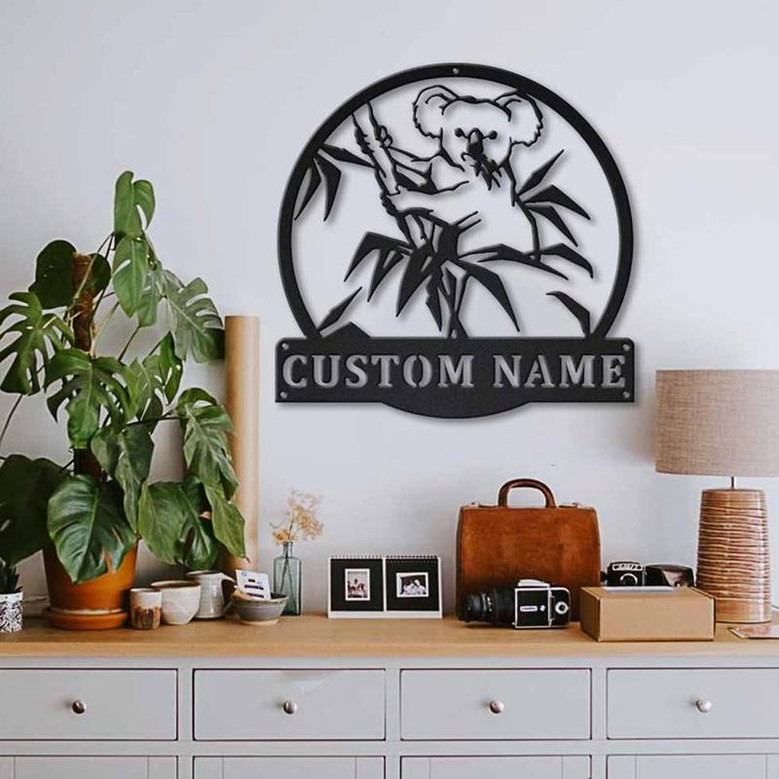 Personalized Koala Bear Monogram Metal Sign Art ,Custom Koala Bear Metal Sign, Koala Bear Lover Sign Decoration For Living Room