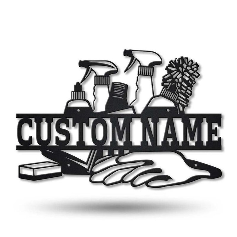 Personalized Cleaning Service Metal Sign Art | Custom Cleaning Service Monogram Metal Sign | Cleaning Gifts | Job Gift | Decor Decoration