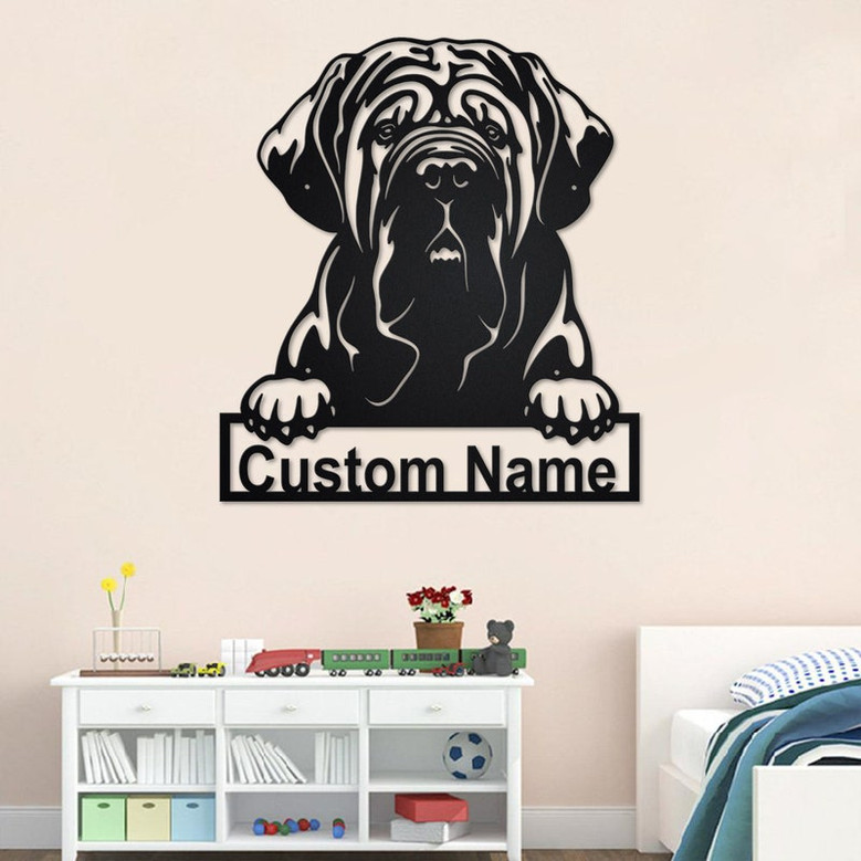 Custom Neapolitan Mastiff Dog Metal Wall Art, Personalized Neapolitan Mastiff Name Sign Decoration For Room, Neapolitan Mastiff Home Decor