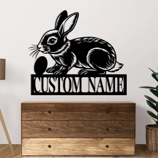 Rabbit Name Metal Sign
