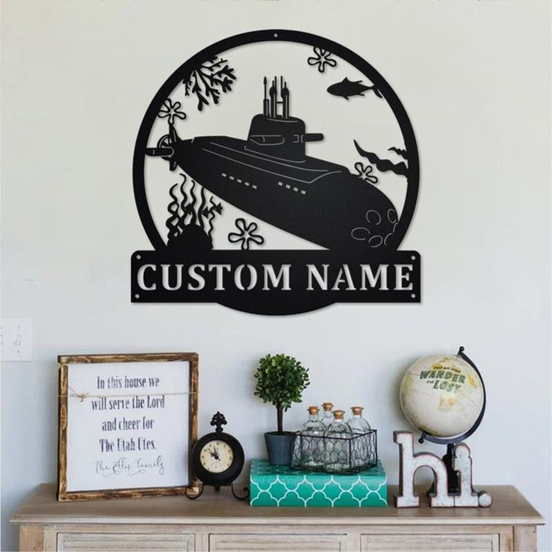 Custom Submarine Metal Wall Art, Personalized Submarine Name Sign Decoration For Room, Submarine Home Decor, Custom Submarine