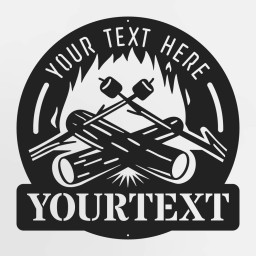 Campfire Sign With Custom Text, Personalized Metal Firepit Decor With Roasting Marshmallows