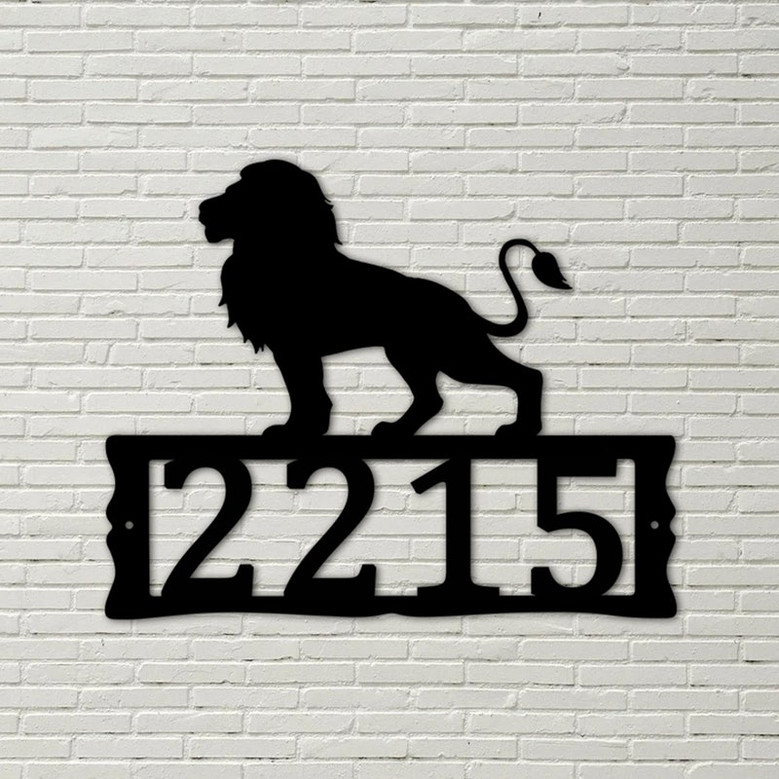 Lion Metal Address Plaque for House, Address Number, Metal Address Sign, House Numbers, Front Porch Address