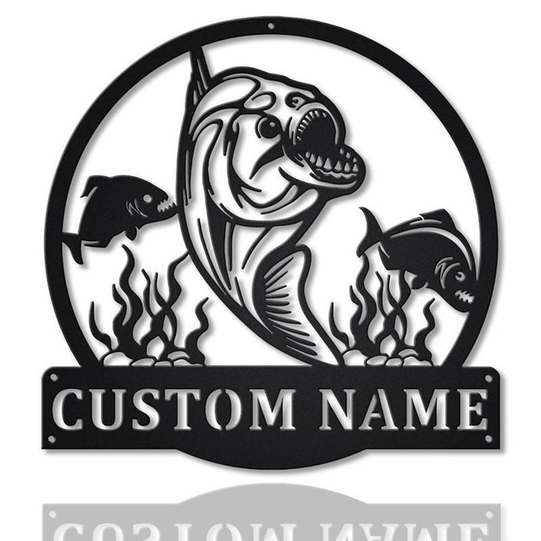 Personalized Piranha Fish Metal Sign Art | Custom Piranha Fish Metal Sign | Fishing Gift | Beach Funny