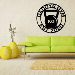 Personalized Gym Sign, Kettlebell Sign, Gym Kettlebell Sign, Home Gym Sign, Cross Fit Sign, Metal Wall Art, Barbell Sign, Outdoor Gym Sign