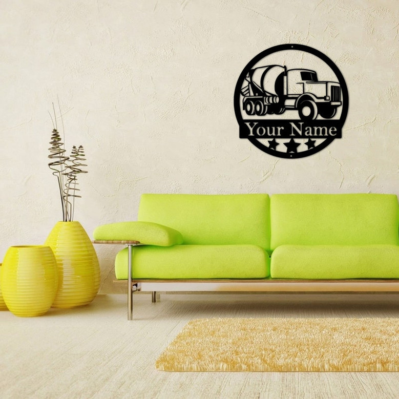Construction Collection Concrete mixer customized sign, cement mixer truck metal sign, metal wall decor