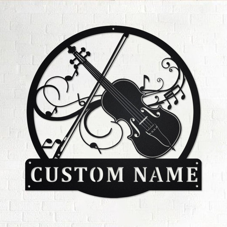 Custom Violin Musical Instrument Metal Wall Art, Personalized Violin Teacher Name Sign Decoration For Room, Violin Home Decor, Custom Violin