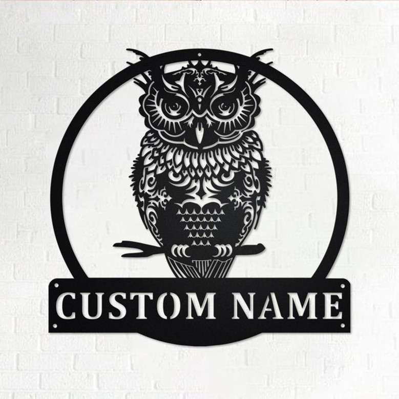 Custom A Dark Owl Metal Wall Art, Personalized Dark Owl Name Sign Decoration For Room, Dark Owl Metal Home Decor, Custom Dark Owl, Dark Owl