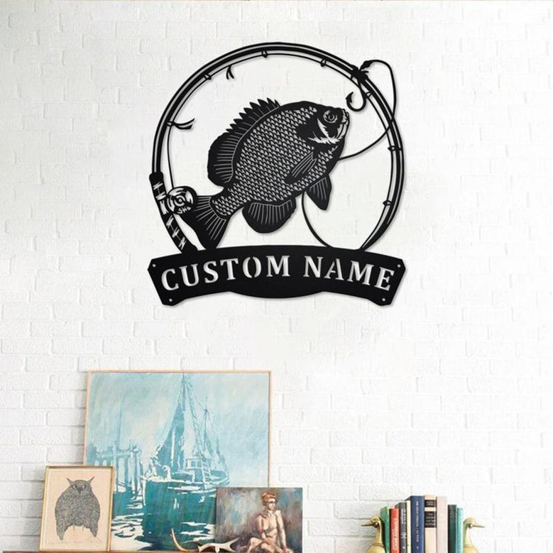 Personalized Bluegill Fish Metal Sign | Fishing Metal Wall Art | Fishing Metal wall Decor | Fishing Lover| Custom Fishing| Fishman| Bluegill