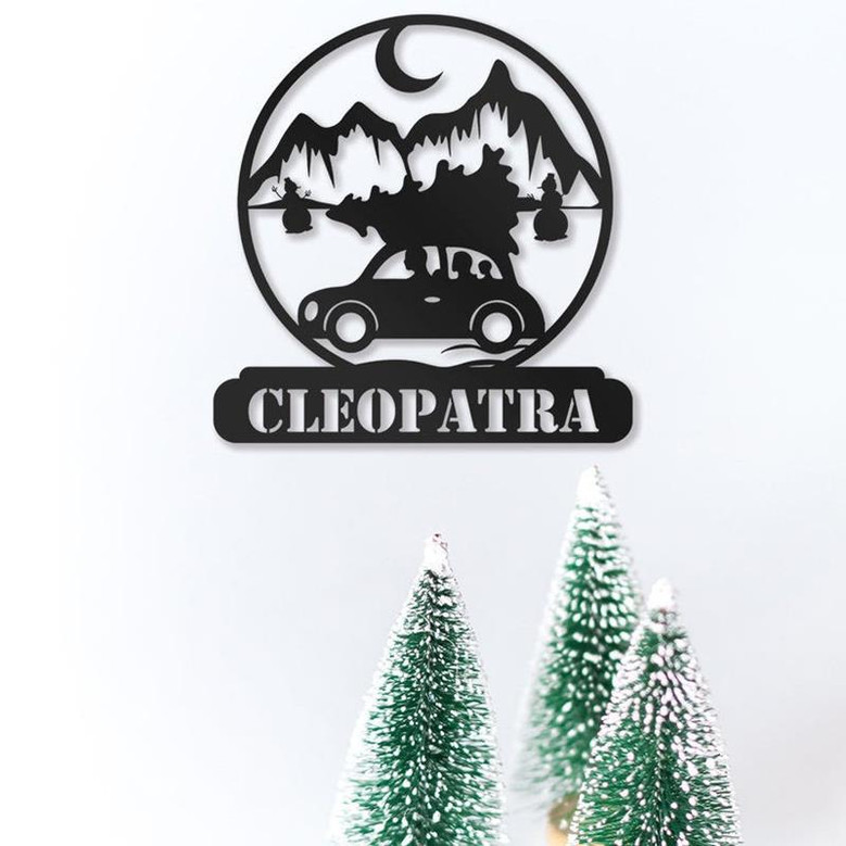 Custom Christmas Tree Car Metal Sign, Personalized Family On Christmas Sign, Family Christmas Gift, Housewarming Gifts