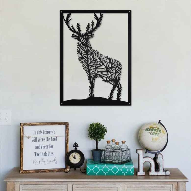 Deer Tree Metal Sign | Deer Tree Metal Wall Art | Deer Tree Metal wall Decor | Deer Lover Gift | Deer Tree Decor | Deer Decor | Deer Hunting