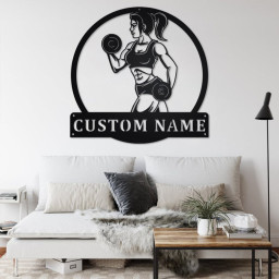 Custom Powerlifting Girl Metal Wall Art, Personalized Powerlifting Name Sign Decoration For Room, Powerlifting Metal Home Decor,Powerlifting