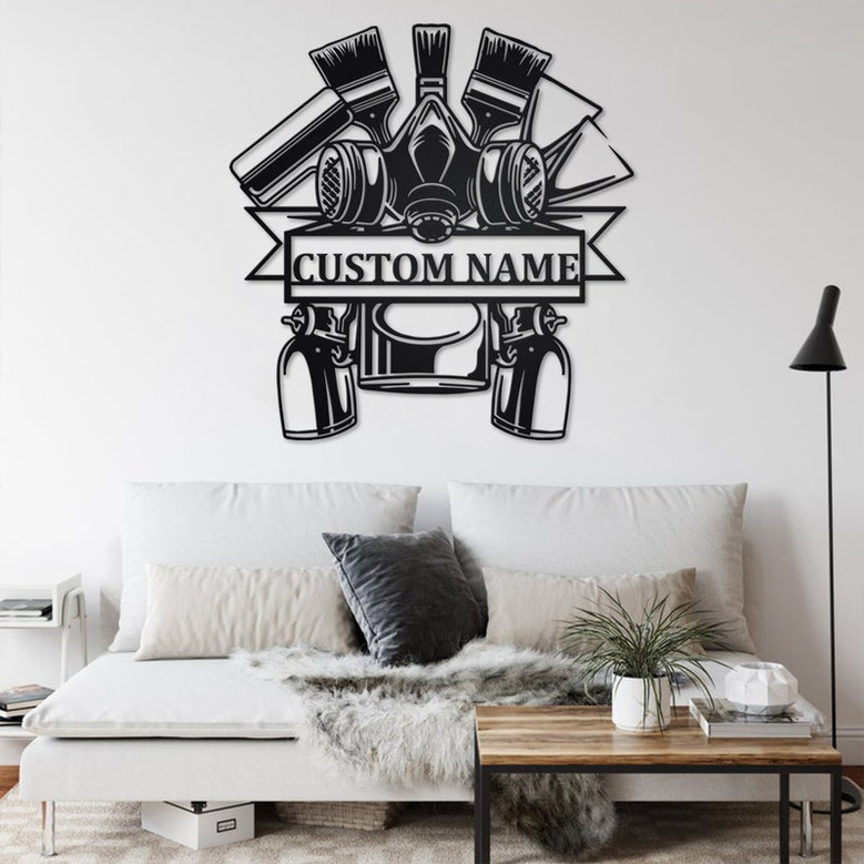 Custom Painter Metal Wall Art, Personalized Painter Name Sign Decoration For Room, Painter Metal Home Decor, Custom Painter, Painter Tools