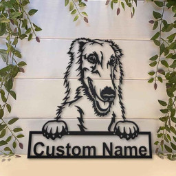 Personalized Borzoi Dog Metal Sign Art | Custom Border Borzoi Dog Metal Sign | Dog Gift | Birthday Gift | Animal Funny