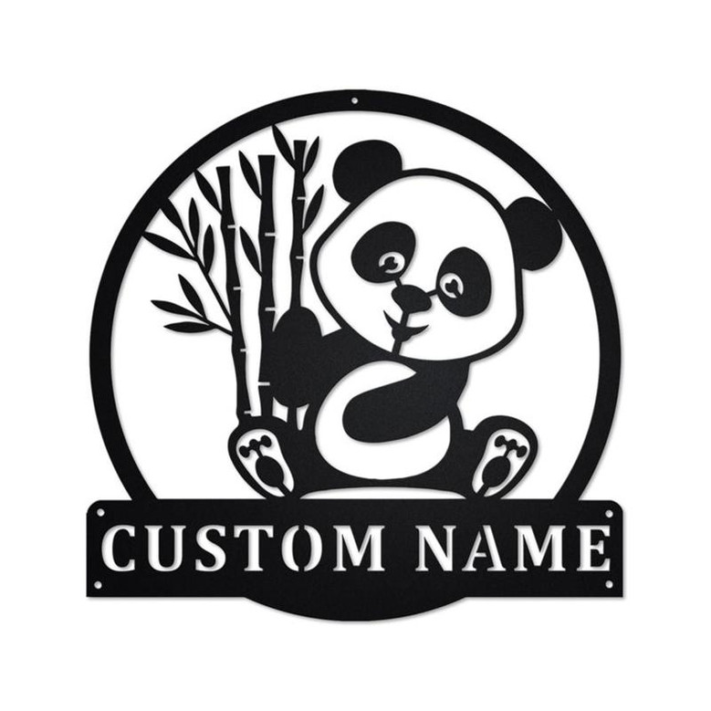 Personalized Panda Bear Metal Sign | Panda Bear Metal Wall Art | Panda Bear Metal wall Decor | Panda Bear Lover Gift | Custom Panda Bear