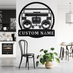 Custom Radio Boombox Metal Wall Art, Personalized Radio Boombox Name Sign Decoration For Room, Radio Boombox Metal Home Decor