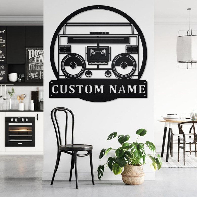 Custom Radio Boombox Metal Wall Art, Personalized Radio Boombox Name Sign Decoration For Room, Radio Boombox Metal Home Decor