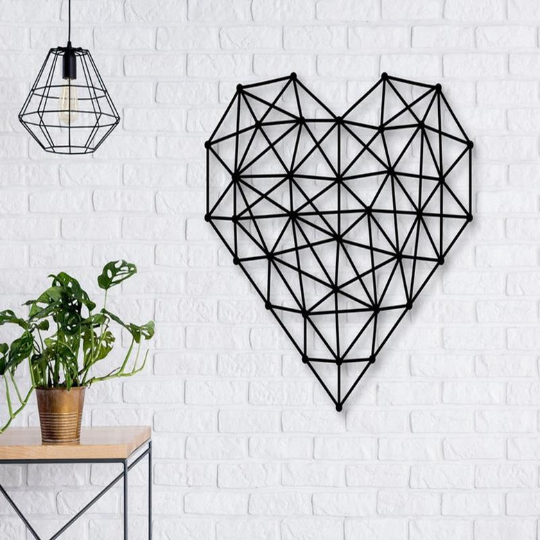 Heart Geometric Metal Wall Art | Heart Wall Decor | Metal Wall Decor | Kid's Room Decor | Living Room Decor | Abstract Heart | Nursery Decor