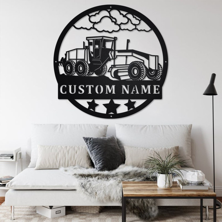 Custom Tracked Asphalt Paver Metal Wall Art, Personalized Asphalt Paver Name Sign Decoration For Room, Asphalt Paver Metal Home Decor