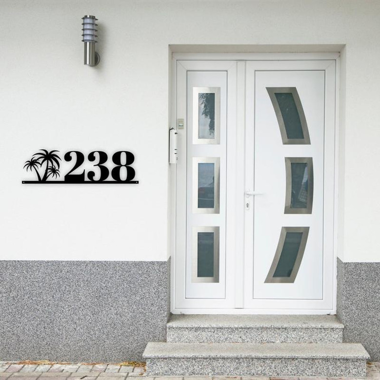 Palm Tree House Number Metal Sign, Outdoor Sign, House Numbers, Address Sign, Address Plaque, Metal House Number, Beach Metal Sign