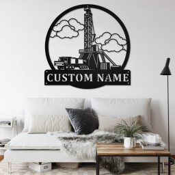 Custom Oil Drilling Truck Metal Wall Art, Personalized Oil Drilling Truck Name Sign Decoration For Room, Oil Drilling Truck Metal Home Decor