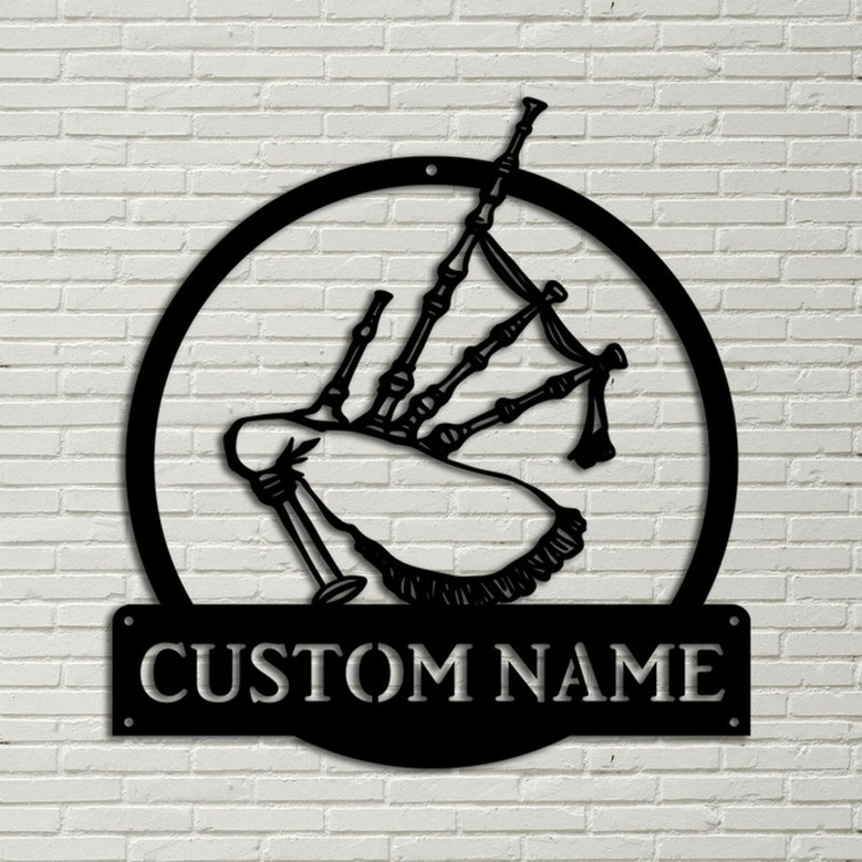 Personalized Bagpipes Music Monogram Metal Sign Art Custom Bagpipes Music Monogram Metal Sign Bagpipes Gifts Musical Instrument