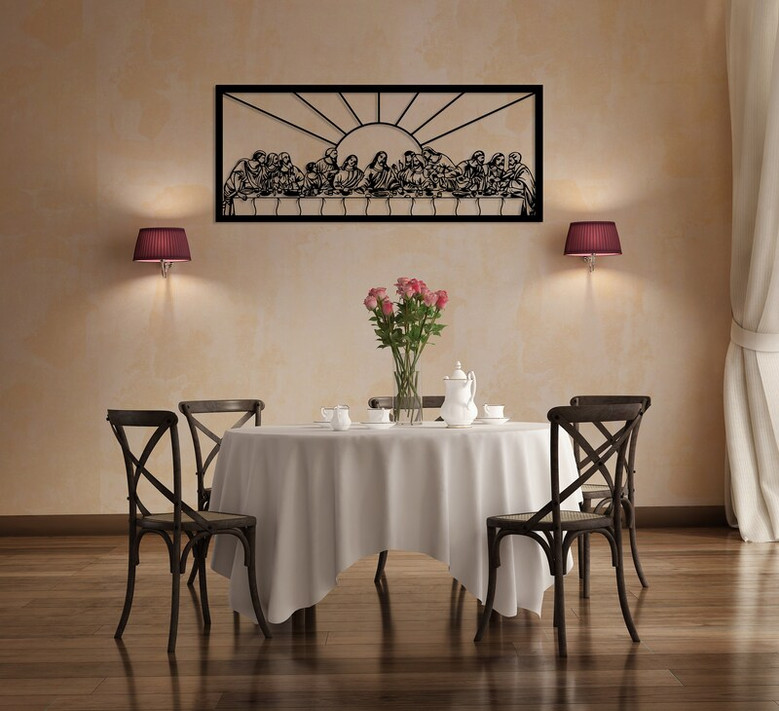 Jesus Last Supper Metal Wall Decor, Christian Metal Gift, Religious Decor, Leonardo Da Vinci Artwork