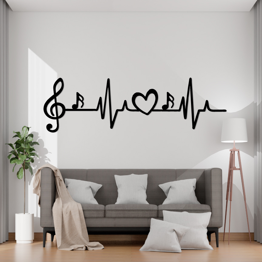 Heartbeat Music Note Metal Wall Art