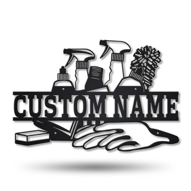 Personalized Cleaning Service Metal Sign Art | Custom Cleaning Service Monogram Metal Sign | Cleaning Gifts