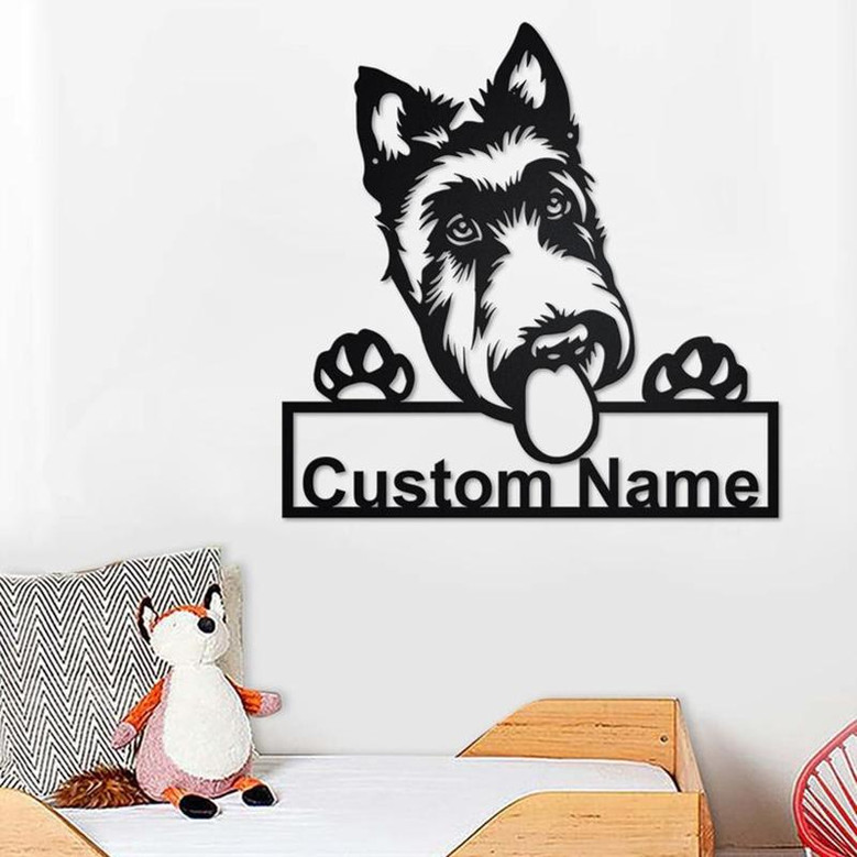 Custom Scottish Terrier Dog Metal Wall Art, Personalized Scottish Terrier Dog Name Sign Decoration For Room, Scottish Terrier Dog Home Decor