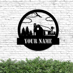 Custom Farmhouse Cut Metal Sign Farmer Metal Wall Art Personalized Metal Farm Sign House Monogram Wall Hanging Gift For Farmers