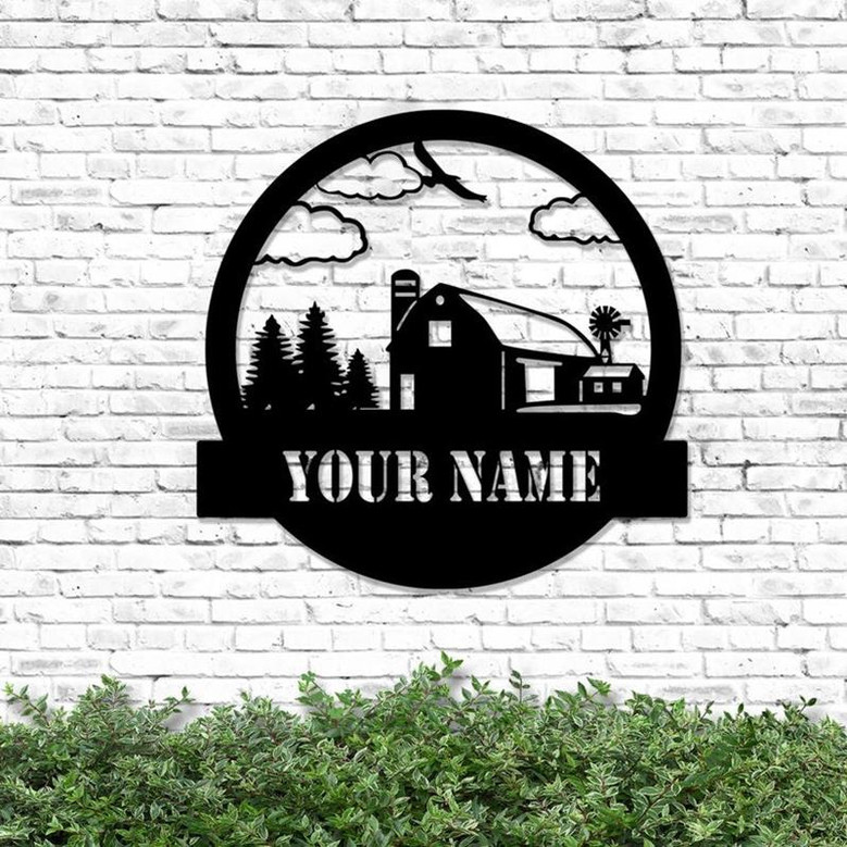 Custom Farmhouse Cut Metal Sign Farmer Metal Wall Art Personalized Metal Farm Sign House Monogram Wall Hanging Gift For Farmers